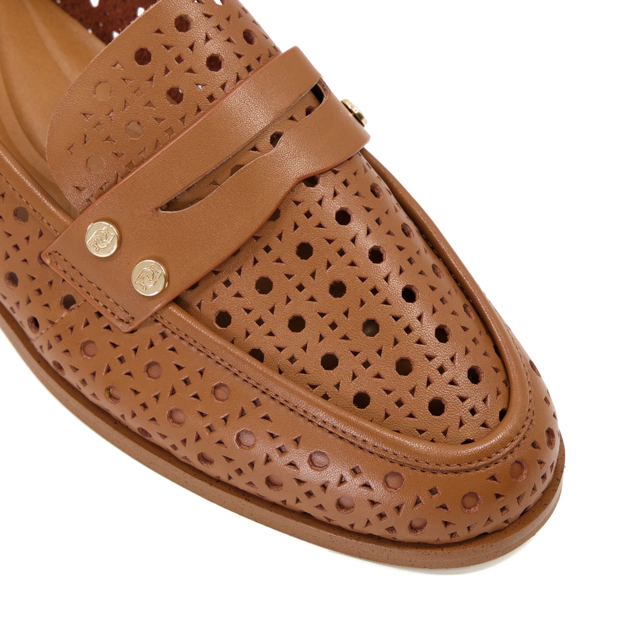 GLIMMERED - Laser-Cut-Detail Penny Loafers